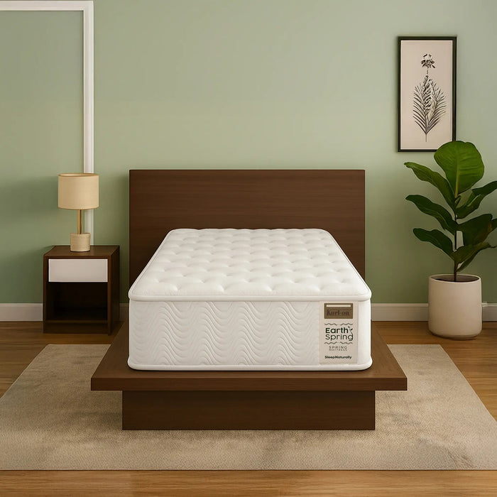 Kurlon Earth Spring |Pocket Spring Mattress with Natural Latex and Wool Padding| 3 Zone Spinal Support |Hypoallergenic Comfort |Motion Isolation Sheela Foam