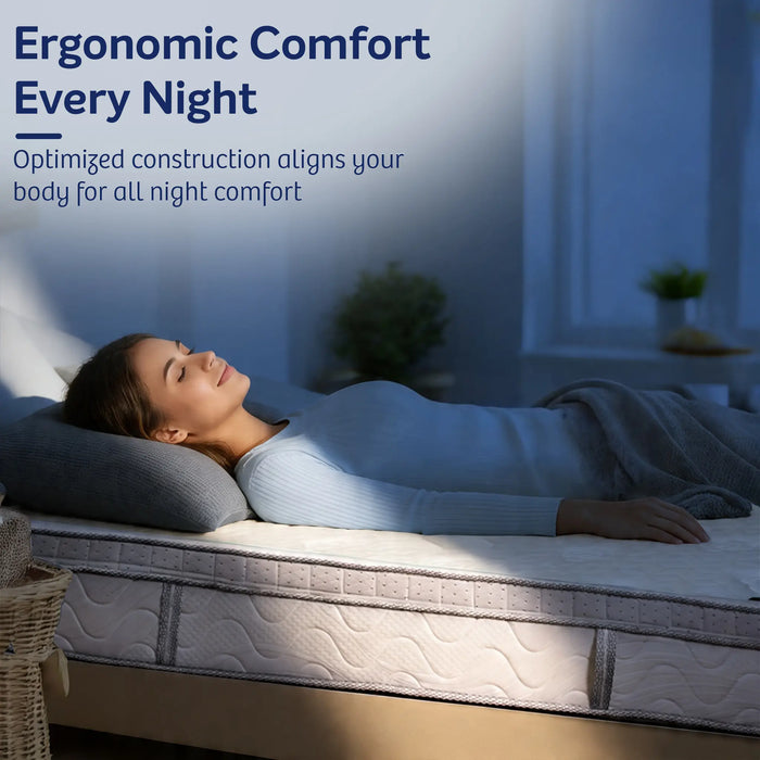 Sleepwell Executive Bonnell Spring Mattress, Firm Spinal & Full Back Support, Plush Top with Cool Foam & Anti-Skid Fabric, Eco-Friendly, Durable, 5-Year Warranty