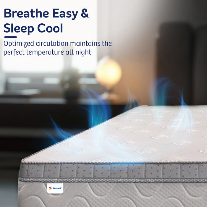 Sleepwell Executive Bonnell Spring Mattress, Firm Spinal & Full Back Support, Plush Top with Cool Foam & Anti-Skid Fabric, Eco-Friendly, Durable, 5-Year Warranty