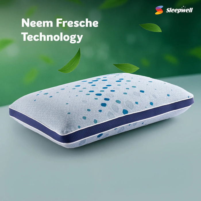 Sleepwell Latex Plus Curve Regular Pillow | Advanced Neck & Head Support for Pressure Relief | Premium Cotton Knit Fabric & Elite Latex Foam | Airvent Cooling | Neem Fresche Hygiene Protection