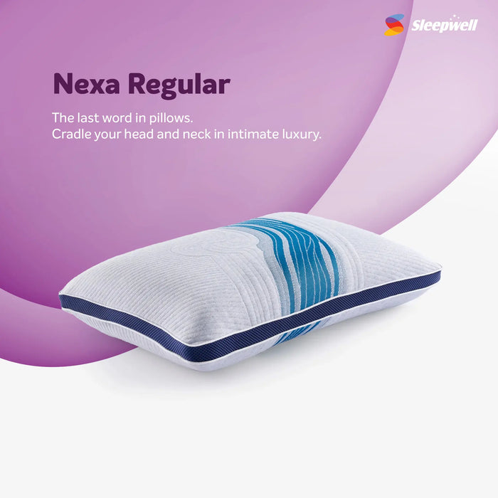 Sleepwell Regular Nexa Curves Pillow | Pro Nexa® Recovery Foam | Ergonomic Neck Support Pillow for Pressure Relief | Breathable Comfort | Spine Alignment | Ultra Soft Cotton Fabric | Water Repellent