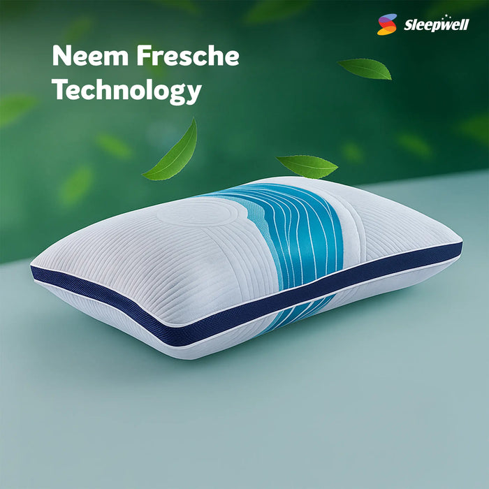 Sleepwell Regular Nexa Curves Pillow | Pro Nexa® Recovery Foam | Ergonomic Neck Support Pillow for Pressure Relief | Breathable Comfort | Spine Alignment | Ultra Soft Cotton Fabric | Water Repellent