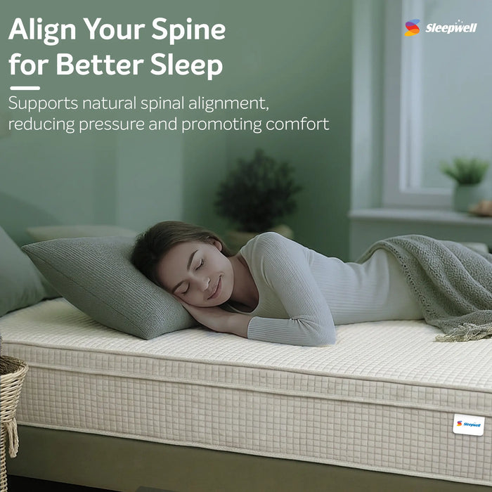 Sleepwell Pro Grid Mattress, Medium Firm Feel, Premium Knitted Fabric, Double Layer Quilting, Foam Wall Technology, Airflow Pro Grid, CloudEase & Supreme Support Foam