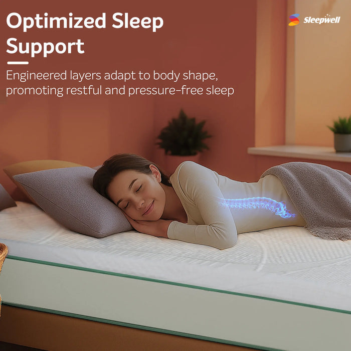 Sleepwell HR Foam Topper, Breathable High-Resilience Foam, Anti-Skid Surface with cool yarn, Pressure Relief, Temperature Control, Long-Lasting Support, 2 Years Warranty