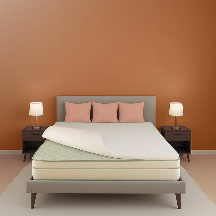 Sleepwell Memory Foam Mattress Topper, Extra Comfort & Pressure Relief, Anti-Skid Surface with Cool Yarn, Enhanced Support & Full Back Support, 2 Years Warranty