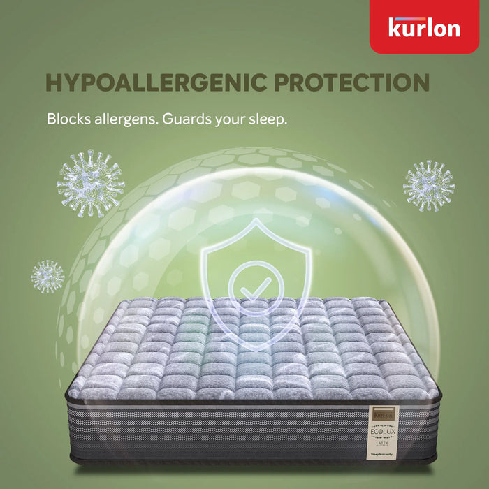 Kurlon Ecolux 3-Zone Natural Latex Mattress |Rubberized Coir for Firm Back Support|RFB foam with Ortho Technology| Breathable Wool |Hypoallergenic Comfort