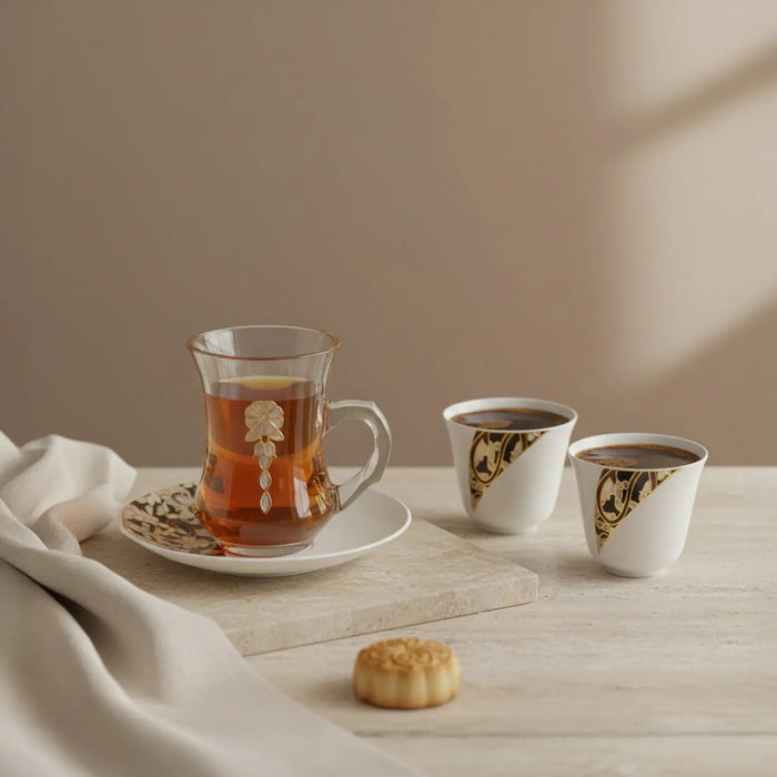 18-Piece Tea & Coffee Set with Silver Trim