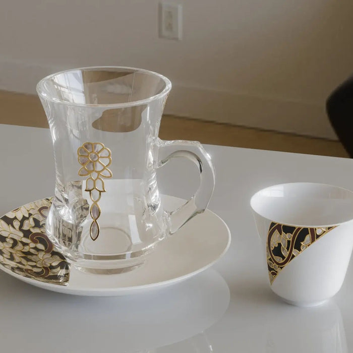 18-Piece Tea & Coffee Set with Silver Trim