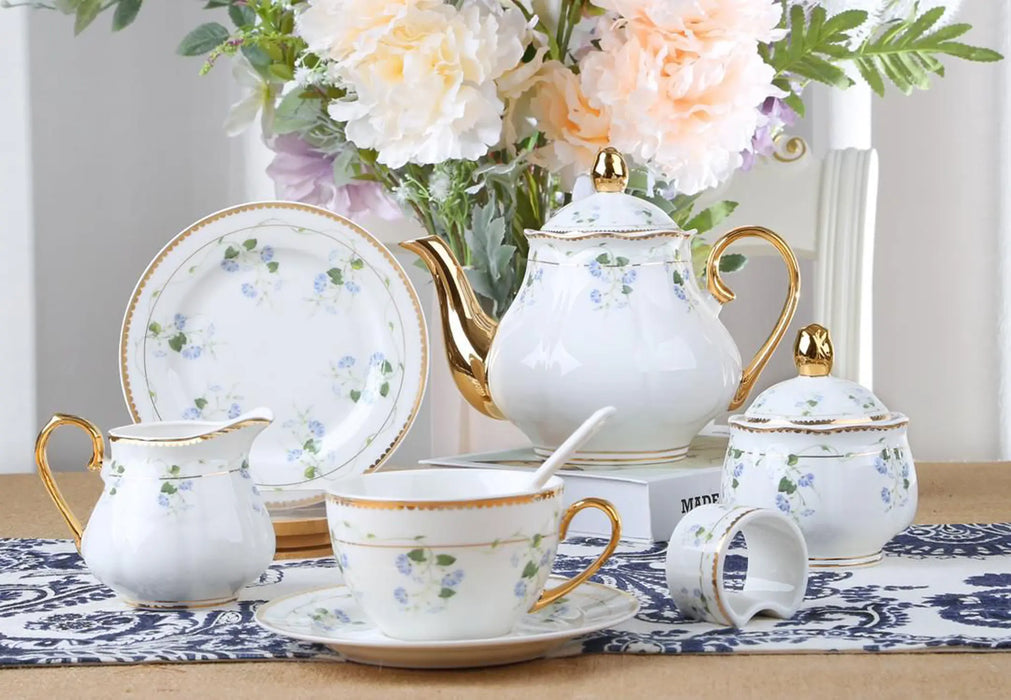 31 Pcs Round Tea Set 6" Cake Plate x6 Blooms