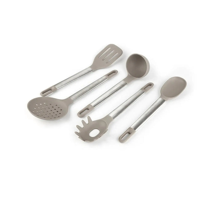 5-Piece Silicone Utensil Set with Stainless Steel Handle