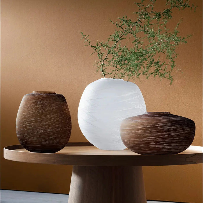 Boulder Vase H17.5cm Earth/Chalk Thread