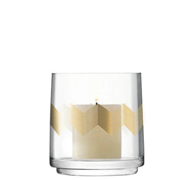 Chevron Lantern/Vase H14cm Gold