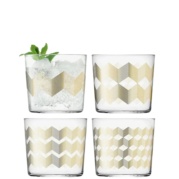 Chevron Tumbler 310ml Gold Assorted x 4