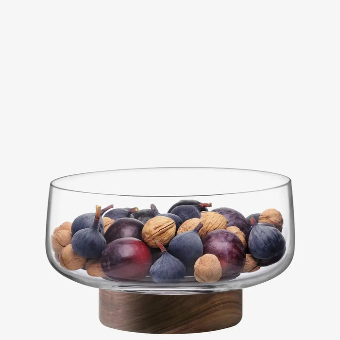 City Bowl & Walnut Base 30cm Clear