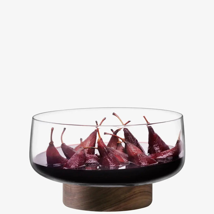 City Bowl & Walnut Base 30cm Clear