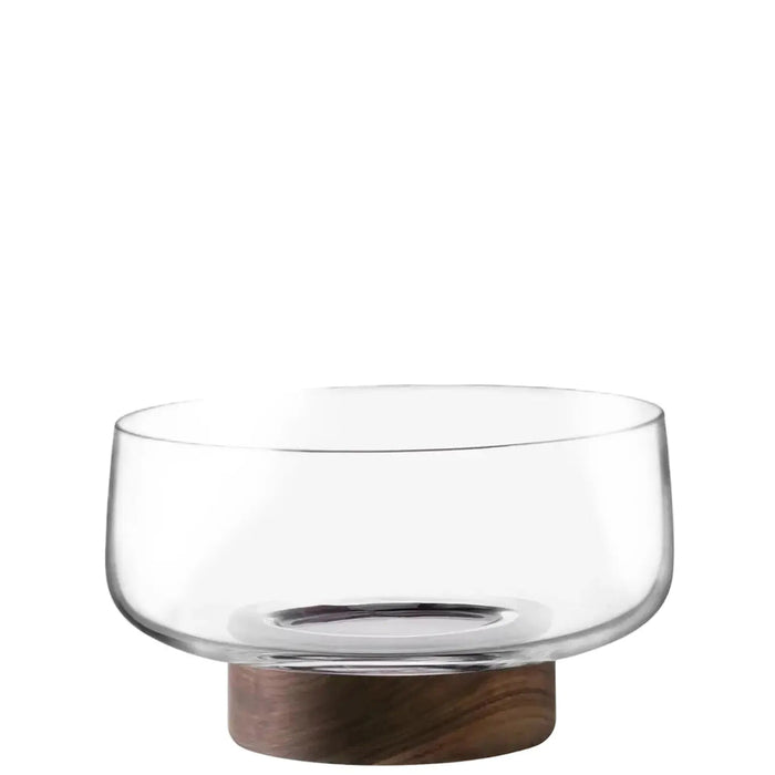 City Bowl & Walnut Base 30cm Clear