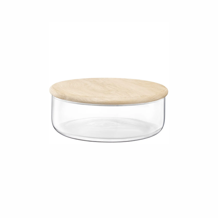 Dine Bowl/Container & Oak Lid 26.5cm H10cm Clear