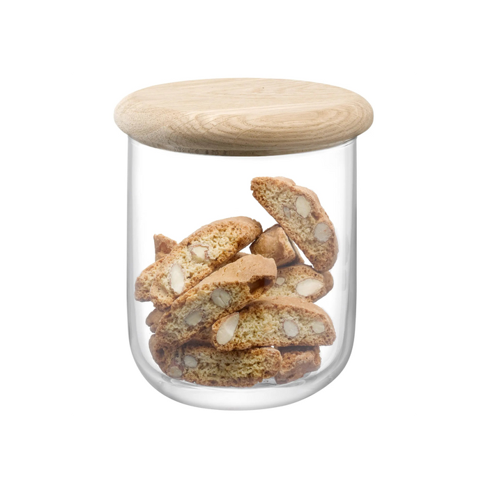 Dine Container & Oak Lid 12.5cm H14cm Clear
