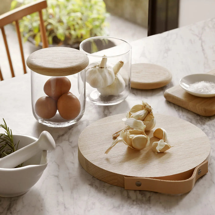 Dine Container & Oak Lid 12.5cm H14cm Clear