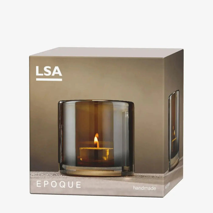 Epoque Tealight Holder H8.5cm Amber/Lustre