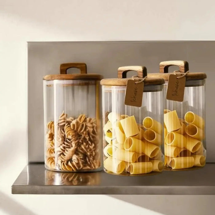 Glass Storage Jar with Acacia Wood Lid 800ml