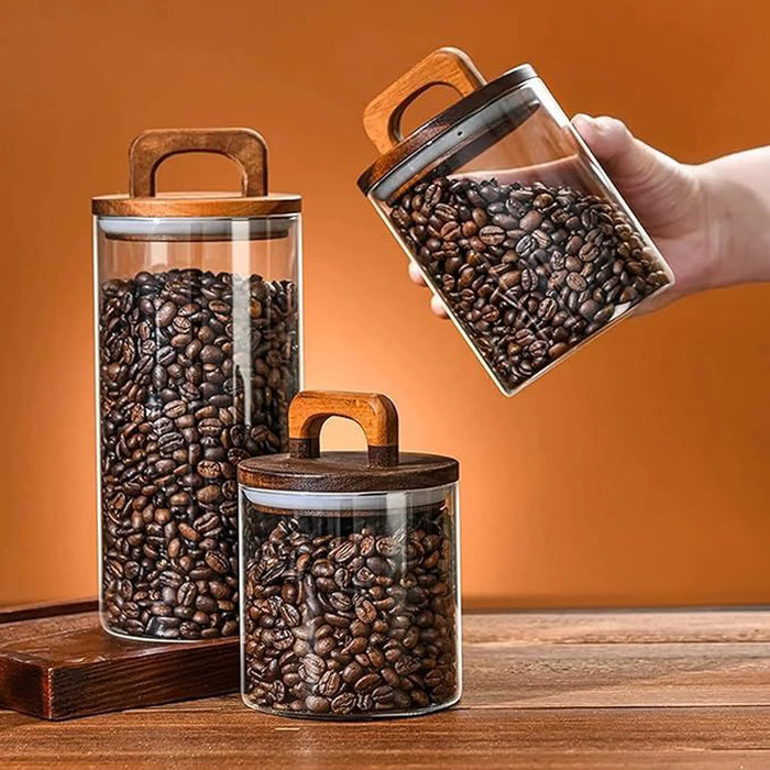 Glass Storage Jar with Acacia Wood Lid 800ml