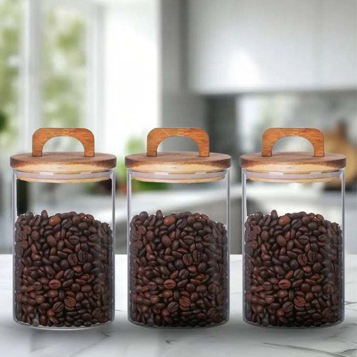 Glass Storage Jar with Acacia Wood Lid 800ml