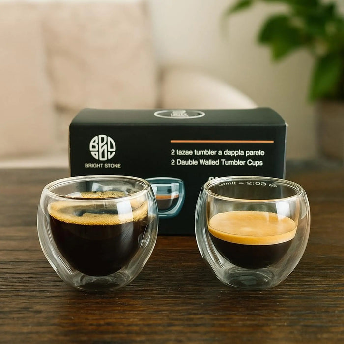 Insulated Espresso Glass Cups Set of 2