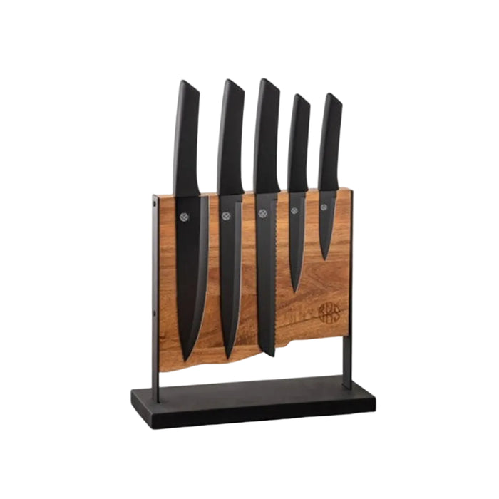 Knife Block with 5pcs Knife Set - black
