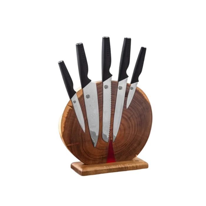 Knife Block with 5pcs Knife Set - silver $ black