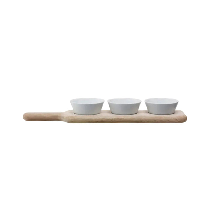 Oak Wood Paddle Bowl Set L40cm