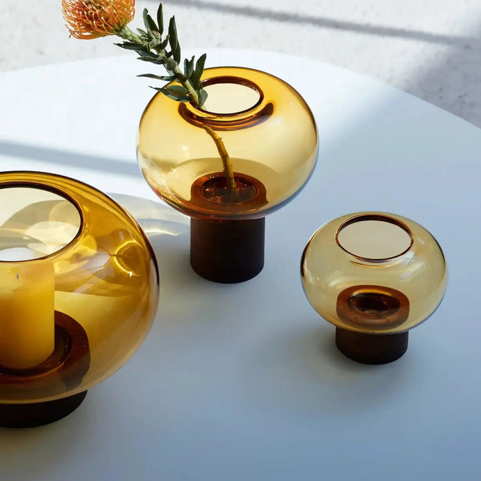 Oblate Vase H13.5cm - Amber