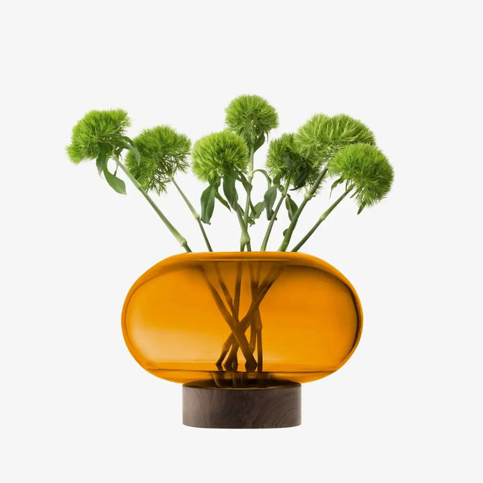 Oblate Vase/Lantern H19.5cm - Amber
