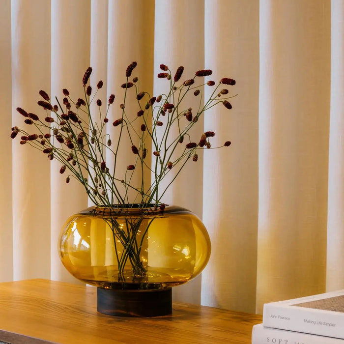 Oblate Vase/Lantern H19.5cm - Amber