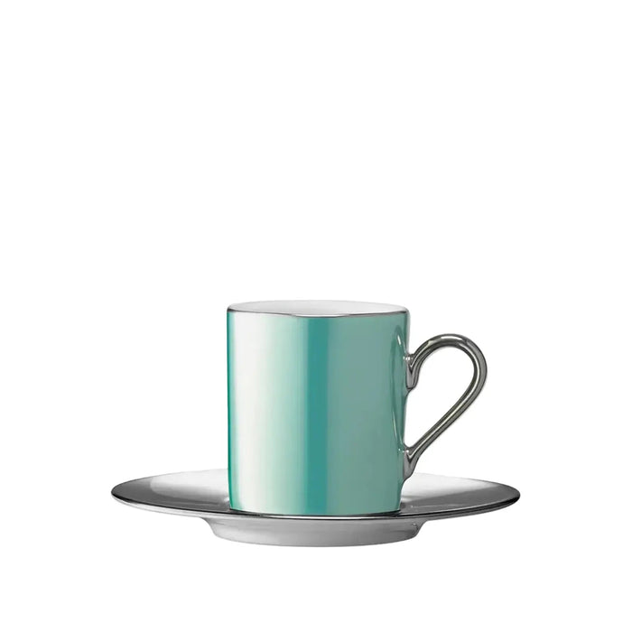 Palazzo Coffee Cup & Saucer 100ml Sea Green/Platinum