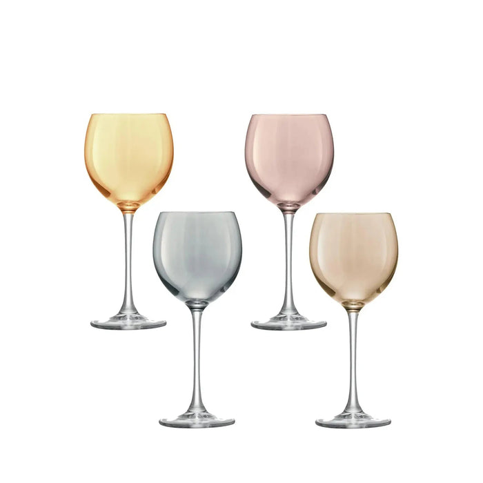 Polka Wine Glass 400ml Metallics Assorted x 4