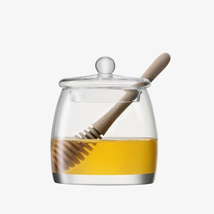 Serve Honey Pot & Oak Dipper H12.5cm Clear