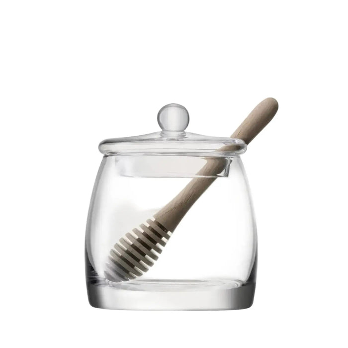 Serve Honey Pot & Oak Dipper H12.5cm Clear