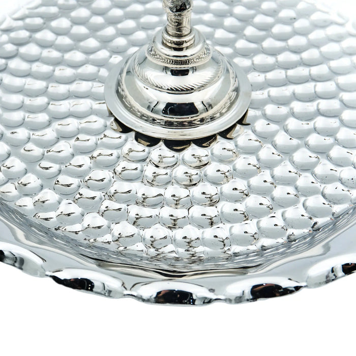 Silver Round Serving Stand - Leaf