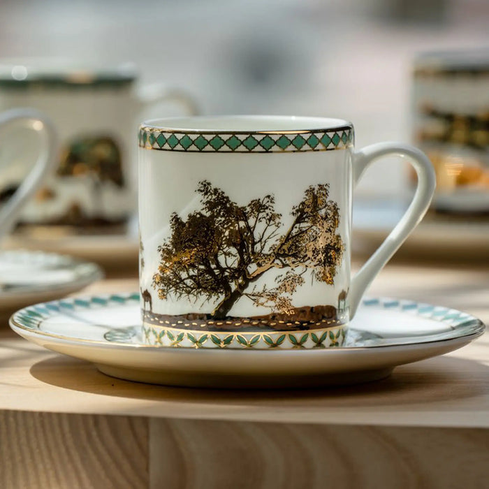 Turkish Coffee Cups Set of 6 with Saucers