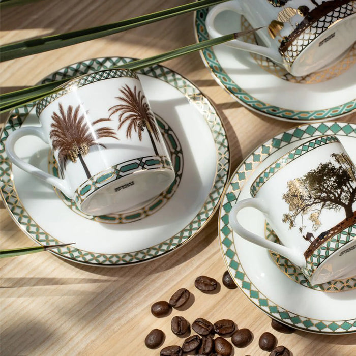 Turkish Coffee Cups Set of 6 with Saucers