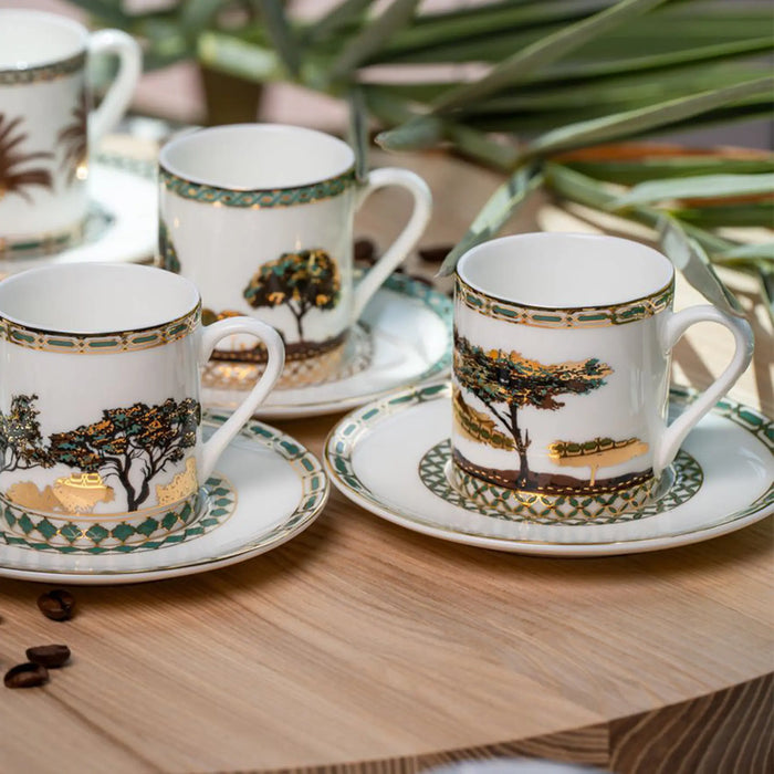 Turkish Coffee Cups Set of 6 with Saucers