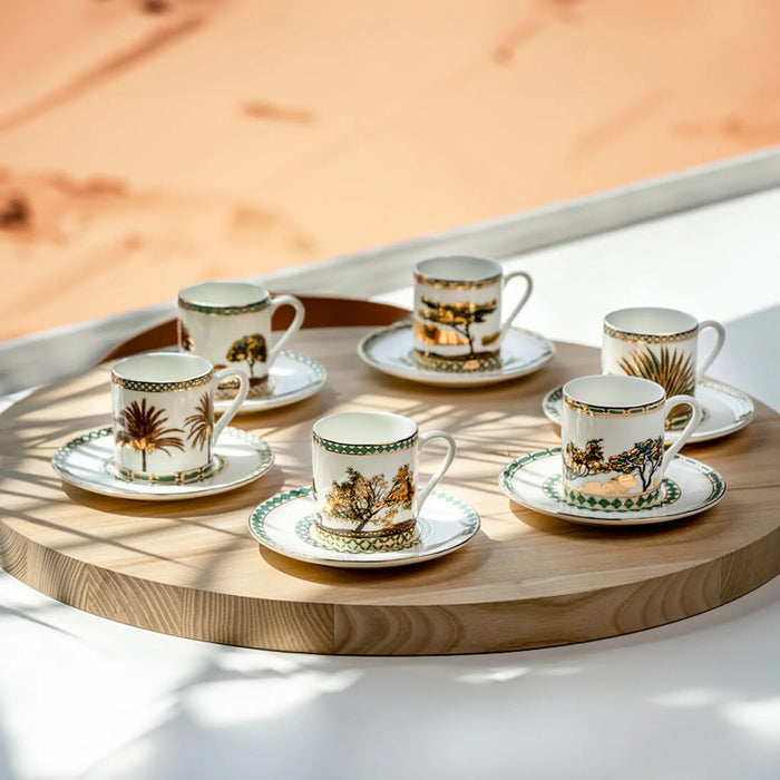 Turkish Coffee Cups Set of 6 with Saucers