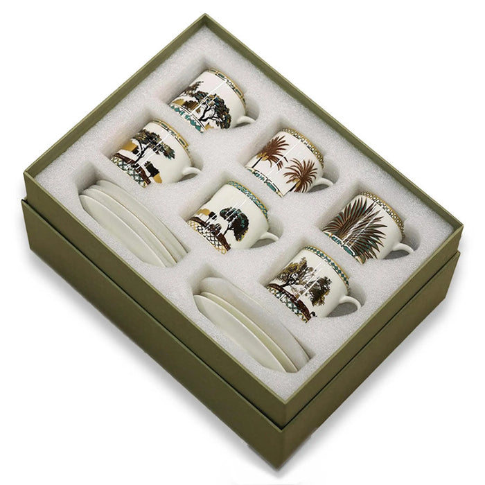 Turkish Coffee Cups Set of 6 with Saucers