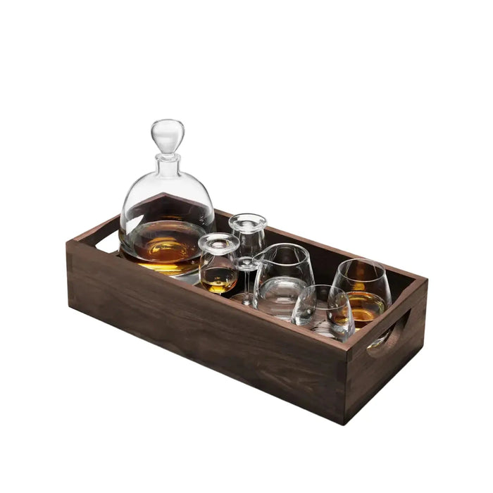Whisky Islay Connoisseur Set Clear & Walnut Tray L44cm
