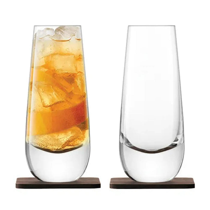 Whisky Islay Mixer Glass 325ml Clear & Walnut Coaster
