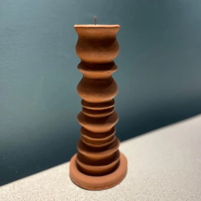 Tumble Terracotta Candlestick - Natural