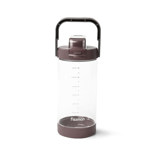 Sports Water Bottle 1.4L with Handle by Fissman, Flip-Up Straw Lid Water Bottle | BPA Free Non-Toxic Water Bottle | Spill Proof and Leak Resistant for School, Office, Gym, Home, Camping (Brown) Fissman
