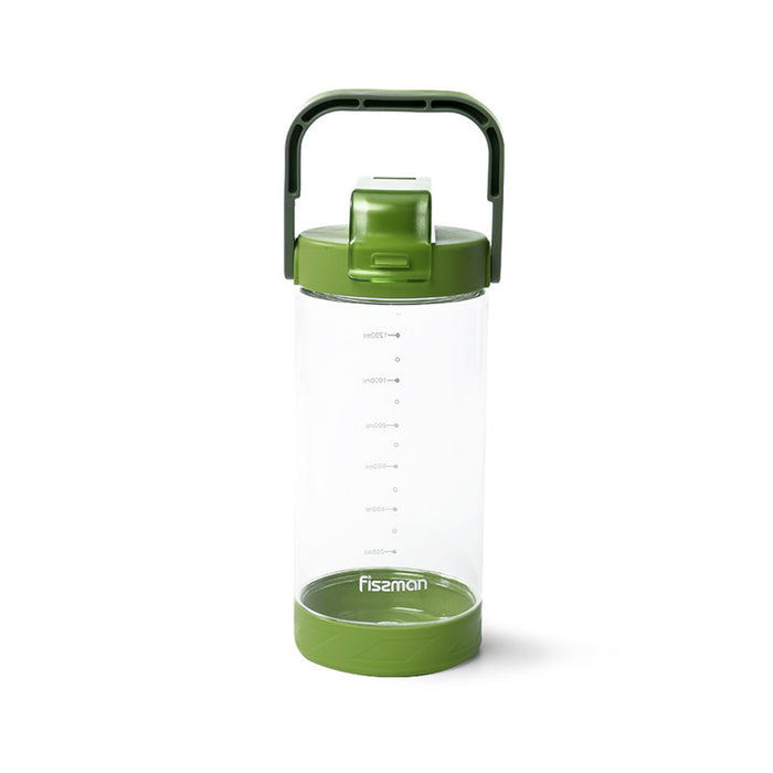 Sports Water Bottle 1.4L with Handle by Fissman, Flip-Up Straw Lid Water Bottle | BPA Free Non-Toxic Water Bottle | Spill Proof and Leak Resistant for School, Office, Gym, Home, Camping (Green) Fissman