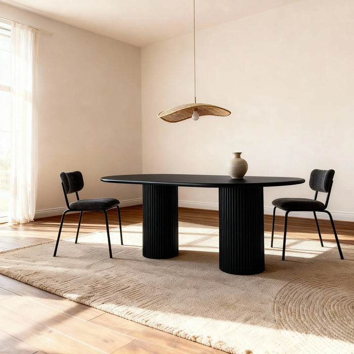 Flo Lino Black 6-Seater Dining Table Black